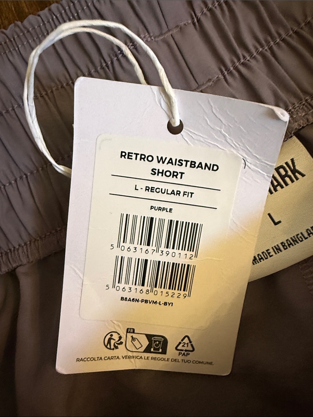 NWT! Gymshark Retro Waistband High-Waist Shorts in Fog Purple, size lg - Picture 9 of 10